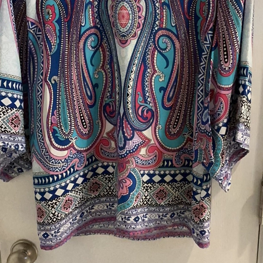 NWOT Pink Owl Apparel Paisley Multicolor Dress w/ Unique Shaped Bell Sleeves - Picture 10 of 15